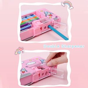 LilyBeauty Pop Up Multifunction Pencil Case for Girls Boys, Cute Cartoon Pen Box Organizer Stationery with Sharpener, Schedule, School Supplies, Best Birthday Gifts for Kids Teens (Bear)