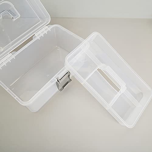 Tosnail 10-Inch 2 Layers Clear Plastic Craft Organizer Box Storage Container for Sewing, Painting, Arts