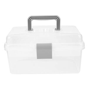 Tosnail 10-Inch 2 Layers Clear Plastic Craft Organizer Box Storage Container for Sewing, Painting, Arts