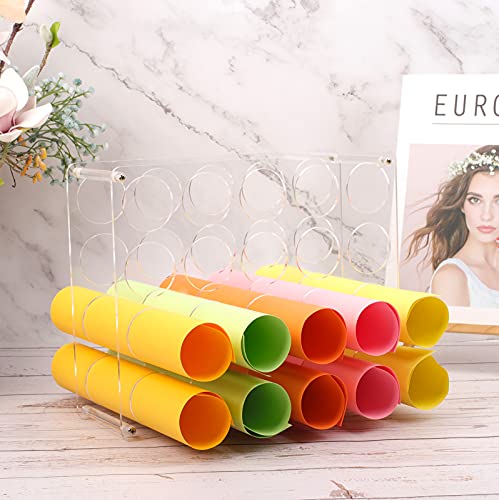 AOFLLU Vinyl Roll Holder, 20-Holes Storage Organizer Acrylic Display Rack, Lightweight Sturdy Roll Keeper Holders for Art Craft Paper Room Decor, 2" Rolls, Clear