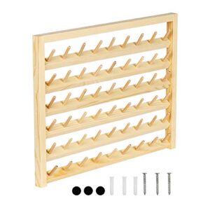 haitral 54-spool sewing thread holder, wall-mounted sewing thread rack with hanging hook, wooden embroidery organizer for sewing, quilting, hair braiding