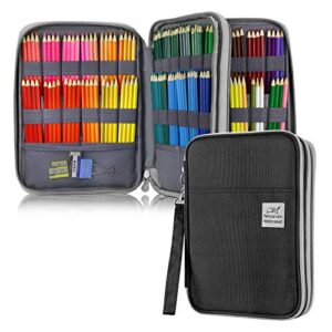 youshares 192 slots colored pencil case, large capacity pencil holder pen organizer bag with zipper for prismacolor watercolor coloring pencils, gel pens & markers for student & artist (black)