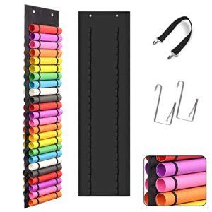 Vinyl Storage Organizer - Vinyl Roll Holder 48 Elastic Compartments Vinyl Roll Storage Rack Bag Wall Mount/Hanging Over The Door for Craft Room with 2 Hooks and 1 Lanyard