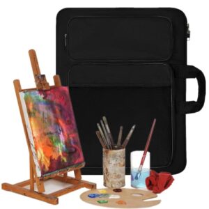 TreochtFUN Art Portfolio Kids Artwork,Art Bag15 X 18 For Child Artwork 8K Organizer,A3 portfolio Case For Carrying Artwork With Tote And Backpack (Black)
