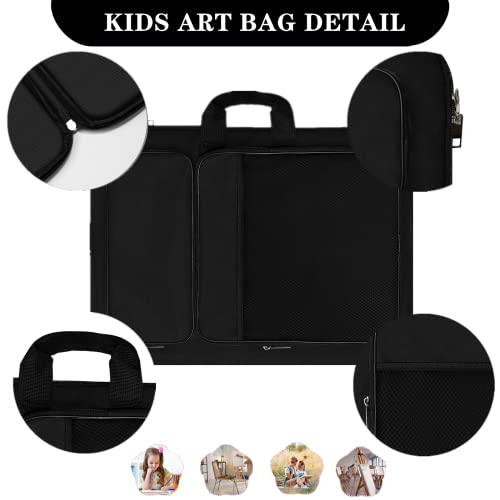 TreochtFUN Art Portfolio Kids Artwork,Art Bag15 X 18 For Child Artwork 8K Organizer,A3 portfolio Case For Carrying Artwork With Tote And Backpack (Black)