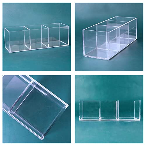 dedoot Acrylic Drawer Organizer, Clear 3 Compartment Makeup Organizer and Storage Small Clear Vanity Organizers for Makeup Brush, Home and Office Supplies, 7x2x2inch