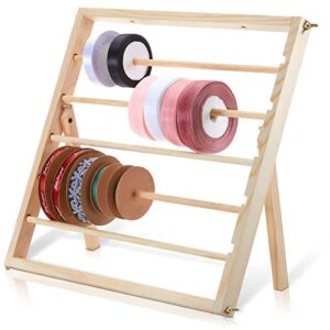 juexica wood ribbon organizer storage ribbon rack holder organizer for christmas gift wrapping paper, cellophane, vinyl rolls, arts & crafts items