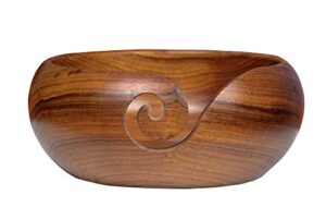 kitchen supplier wooden yarn bowl hand made with mango wood for knitting and crochet