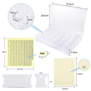 Caydo 36 Grids Plastic Embroidery Floss Cross Stitch Organizer Box with 124 Hard Plastic Floss Bobbins, 552 Floss Number Stickers and 165Blank Stickers(Full Set)