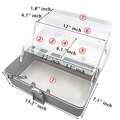 13 Inch Sewing Box Three Layers, Plastic Craft Organizers and Storage, Multifunction Craft Box/Organizer Box/First Aid Box/Medicine Box/Tool Organizers and Storage with Lids