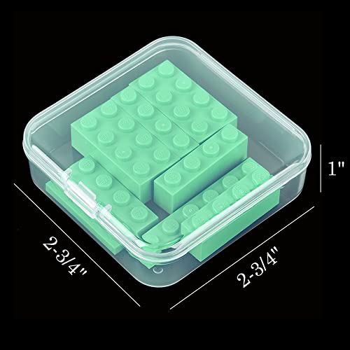 Kingrol 24 Pack Mini Clear Plastic Storage Containers with Lids, 2.9 x 2.9 x 1 Inch Empty Hinged Boxes for Beads, Jewelry, Tools, Craft Supplies, Flossers, Fishing