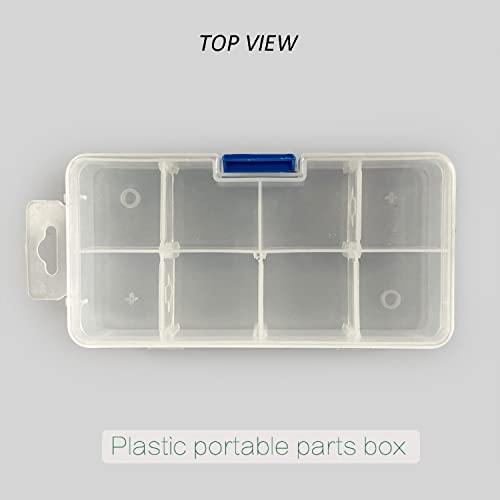 UHZBTEC 4 Pack 8 Grids Plastic Bead Organizer Box/ Clear Crafts Thread Storage Containers with Removable Dividers (Free Letter Stickers)