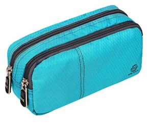 pencil case large capacity pen bag makeup pouch durable students stationery two big pockets with double zipper green