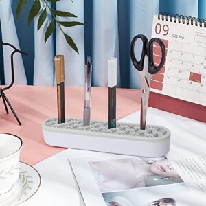 Unaone Silicone Makeup Brush Holder, Multipurpose Beauty Tool Organizer Make up Brush Storage Stand for Painting Pen Brushes Nail Clippers Drill Pens Ruler Sewing Craft Tools (Grey)