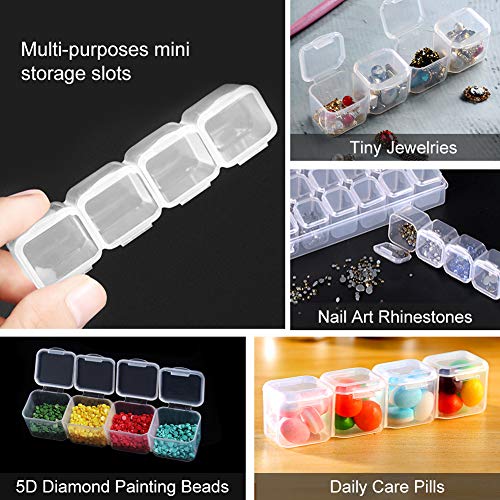 Terokota 3Pack 28 Grids Diamond Art Containers, Diamond Painting Bead Storage Box, Diamond Embroidery Gem Organize Case with 112Pcs Stickers