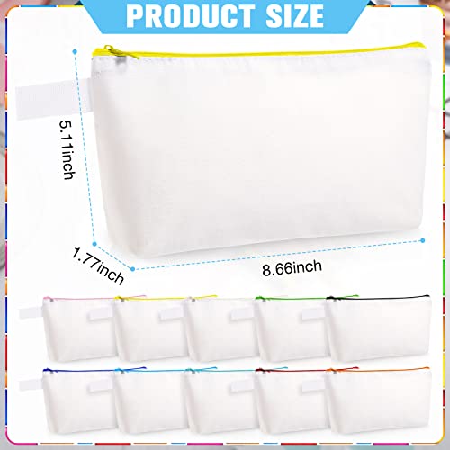 30 Pieces Makeup Bags in Bulk Canvas Pencil Bag Travel Cosmetic Bags Blank DIY Craft Bag Canvas Pen Case Pencil Pouch Makeup Pouch Canvas Zipper Pouch Bags for Girls Teens (8.66 x 5.11 x 1.77 Inches)