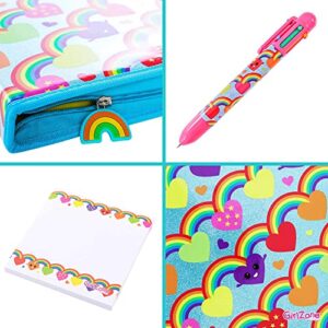 GirlZone Rainbow Jumbo Arts and Crafts Filled Stationery Pencil Case for Girls, Great Gift for Girls