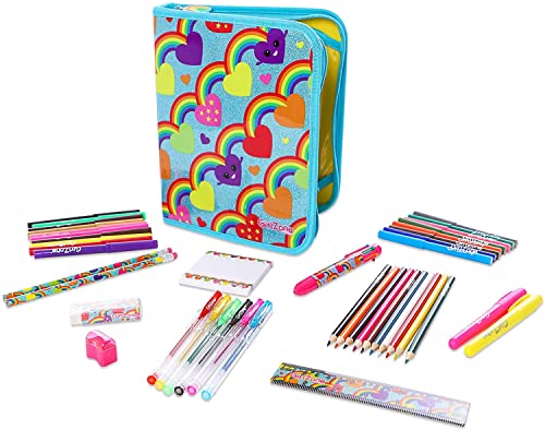 GirlZone Rainbow Jumbo Arts and Crafts Filled Stationery Pencil Case for Girls, Great Gift for Girls