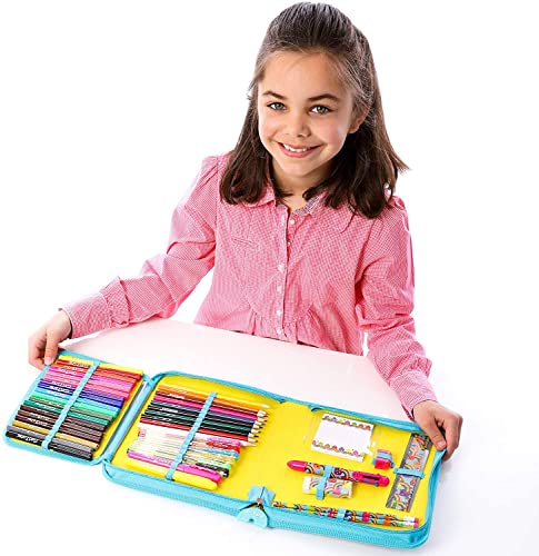 GirlZone Rainbow Jumbo Arts and Crafts Filled Stationery Pencil Case for Girls, Great Gift for Girls