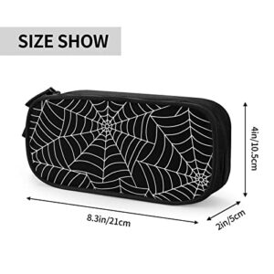 Large Capacity Black Spider Web Pencil Case with Zippers Storage Pouch Holder Pencil Box Marker Organizer Bag with Compartments for School & Office Supplies Boys Girls Teens Student