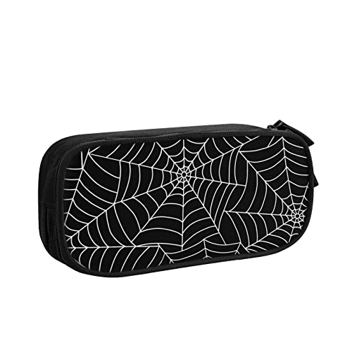 Large Capacity Black Spider Web Pencil Case with Zippers Storage Pouch Holder Pencil Box Marker Organizer Bag with Compartments for School & Office Supplies Boys Girls Teens Student