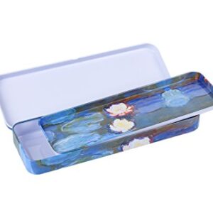 DAHO Tin Pencil Box with World Famous Arts for School, Office, Home, Makeup Storage (Les Nymphéas)