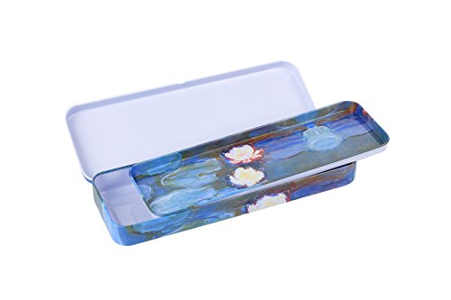 DAHO Tin Pencil Box with World Famous Arts for School, Office, Home, Makeup Storage (Les Nymphéas)