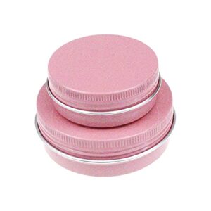 32 Pieces Screw Lid Round Aluminum Tins Empty Metal Jars Spice Lip Balm Candle Storage Containers Travel Cans, 2oz & 1oz Mixed Sizes (Pink)