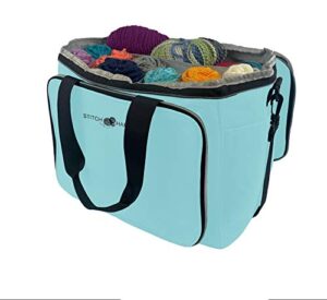 stitch happy yarn tote (angel) large yarn bag, crochet bag, yarn storage, crochet storage