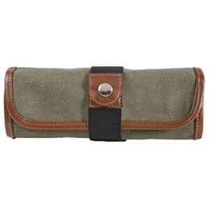 speedball canvas roll up pencil case, olive w/brown trim, holds up to 36 pencils