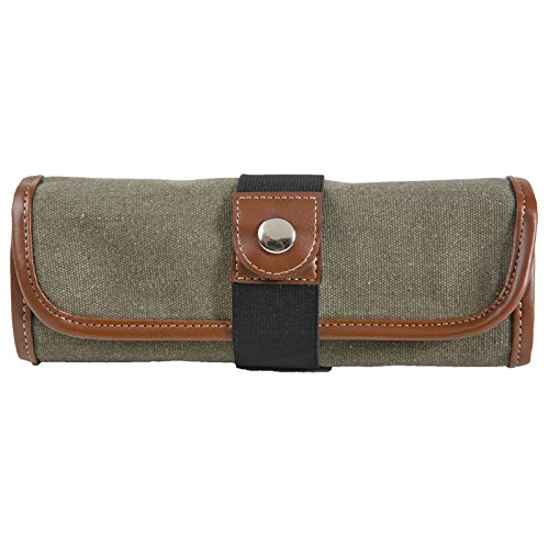 Speedball Canvas Roll Up Pencil Case, Olive W/Brown Trim, Holds Up To 36 Pencils