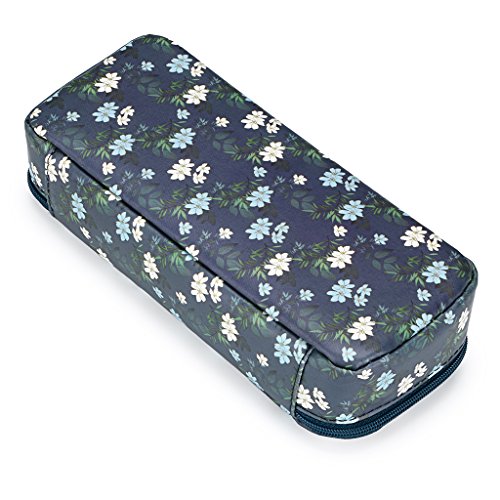 BTSKY Cute Pencil Case -- High Capacity Floral Pencil Pouch Stationery Organizer Multifunction Cosmetic Makeup Bag, Perfect Holder for Pencils and Pens Cyan