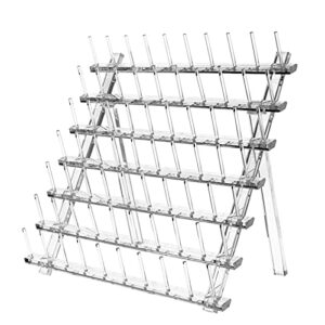 thread holder organizer, 70 spools acrylic foldable hair braiding rack for hair, clear thread rack storage for sewing quilting embroidery organizer stand (transparent 2)