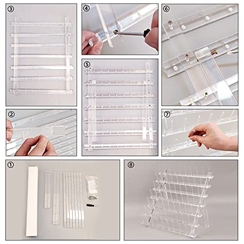 Thread Holder Organizer, 70 Spools Acrylic Foldable Hair Braiding Rack for Hair, Clear Thread Rack Storage for Sewing Quilting Embroidery Organizer Stand (Transparent 2)