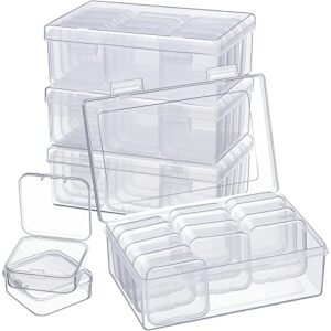 clear plastic storage cases small beads organizer container transparent boxes with hinged lid for small items with hinged lid and rectangle clear craft supply cases (52 pieces)