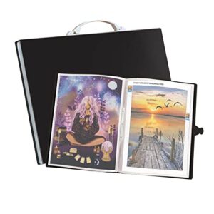 A3 Diamond Art Storage Diamond Painting Kits Combo Folderd for Diamond Painting 30-Page Transparent Sleeve Large Capacity (30 pages30.5x42.5cm(12x16.7inch）, Black)