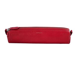 diloro leather zippered fountain ballpoint rollerball pens and pencils case holder pouch genuine full grain soft nappa leather (red)