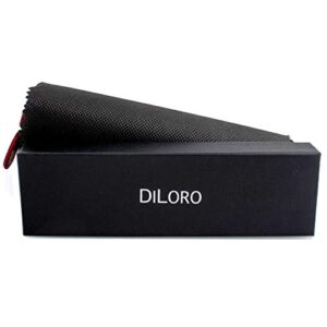 DiLoro Leather Zippered Fountain Ballpoint Rollerball Pens and Pencils Case Holder Pouch Genuine Full Grain Soft Nappa Leather (Red)