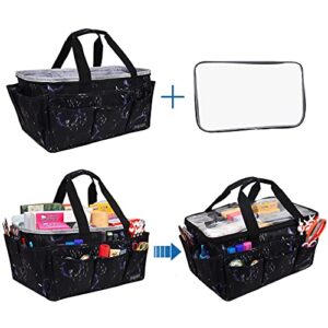 Craft Organizers Crafting Supplies Tote Art Supply Bag Planner Caddy Storage Craft Tote Scrapbook Bags Crafts Supply Carrier Handle Organization Black Flower