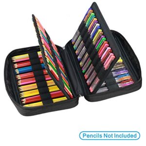 YOUSHARES 166 Slots Colored Pencil Case, 110 Slots Gel Pens fo Coloring Case Organizer, Handy Multilayer Color Pencil Holder for Glitter Gel Pens, Refills, Colored Pencils for Adults & Artist (Black)