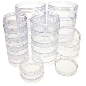 the beadsmith – stack jar 4-piece assortment – 2 x 4 stack, 1 x 5 stack, 1 x 6 stack, pill containers, empty pot jars, refillable cosmetic containers, small plastic organizers