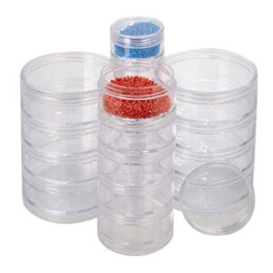 The Beadsmith – Stack Jar 4-Piece Assortment – 2 x 4 Stack, 1 x 5 Stack, 1 x 6 Stack, Pill containers, Empty Pot Jars, refillable Cosmetic containers, Small Plastic Organizers