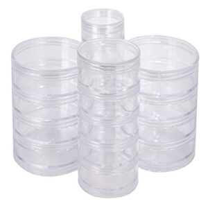 The Beadsmith – Stack Jar 4-Piece Assortment – 2 x 4 Stack, 1 x 5 Stack, 1 x 6 Stack, Pill containers, Empty Pot Jars, refillable Cosmetic containers, Small Plastic Organizers