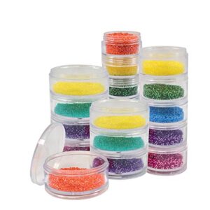 The Beadsmith – Stack Jar 4-Piece Assortment – 2 x 4 Stack, 1 x 5 Stack, 1 x 6 Stack, Pill containers, Empty Pot Jars, refillable Cosmetic containers, Small Plastic Organizers