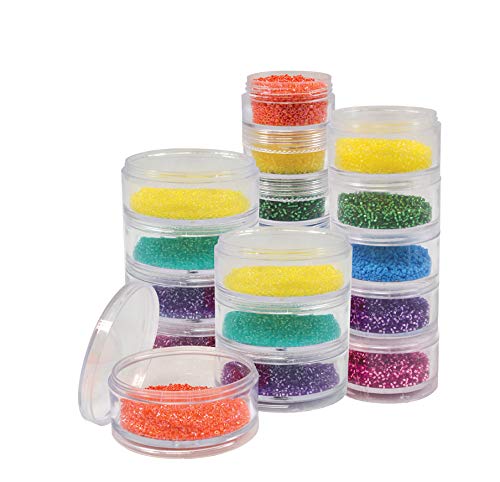 The Beadsmith – Stack Jar 4-Piece Assortment – 2 x 4 Stack, 1 x 5 Stack, 1 x 6 Stack, Pill containers, Empty Pot Jars, refillable Cosmetic containers, Small Plastic Organizers