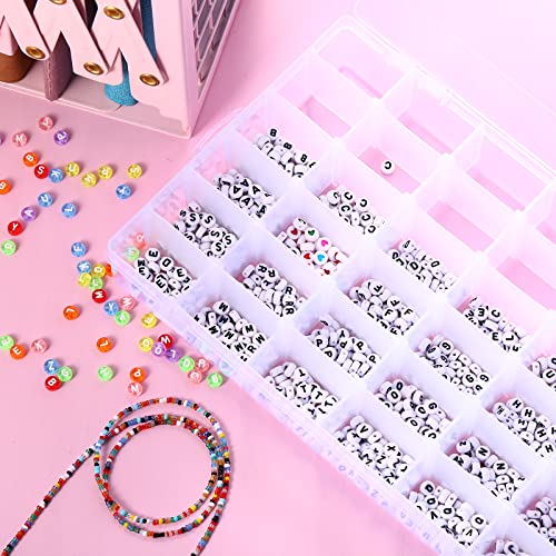 6 Pack 36 Grids Clear Plastic Organizer Box Storage Container with Adjustable Dividers for Beads Jewelry Art DIY Crafts Jewelry Fishing Tackles with Compartment 50 Label Stickers