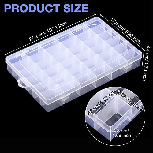 6 Pack 36 Grids Clear Plastic Organizer Box Storage Container with Adjustable Dividers for Beads Jewelry Art DIY Crafts Jewelry Fishing Tackles with Compartment 50 Label Stickers