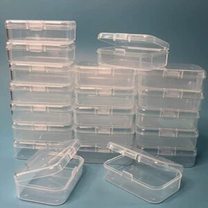 wotermly 20 packs small mini clear plastic beads storage containers box with hinged lid for storage of tiny items, crafts, jewelry, hardware,earplugs,pills and more small items