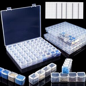 5d diamond painting accessories-3 pack 56 grids clear diamond painting storage container with 400pcs label stickers for bead storage,sewing, nail diamonds,embroidery boxes organizer