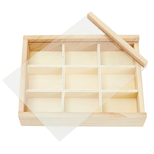 Small Unfinished Wood Box with Lid, 9 Compartment Storage Boxes (6.75 x 5.1 Inches, 2 Pack)